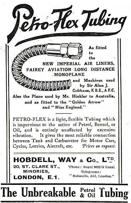 Hobdell, Way - Petro-Flex Tubing In Use With Imperial Airways    