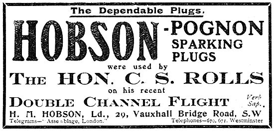 H M Hobson - Hobson-Pognon Sparking Plugs                        