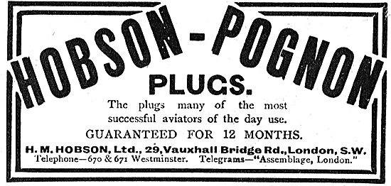 Hobson-Pognon Aero Engine Sparking Plugs                         