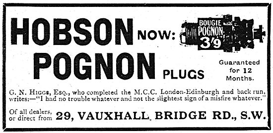 Hobson Pognon Aeroplane Engine Spark Plugs                       