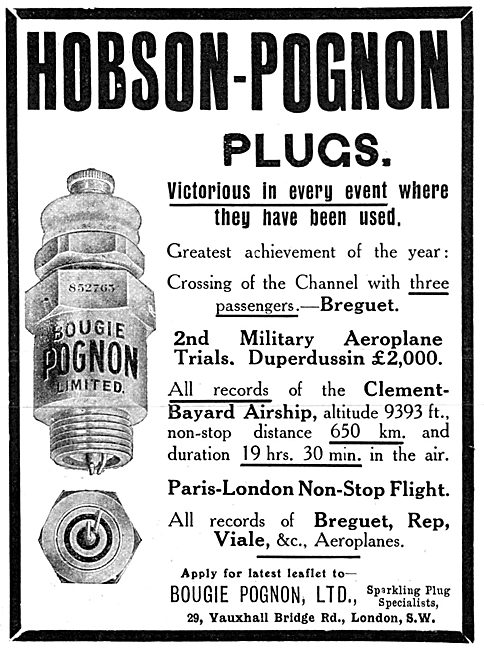 Hobson-Pognon Spark  Plugs                                       