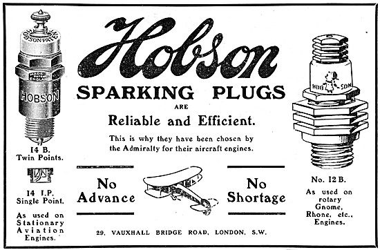 Hobson Sparking Plugs 1915                                       