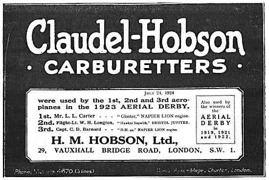 Claudel-Hobson Aero Engine Carburetters                          