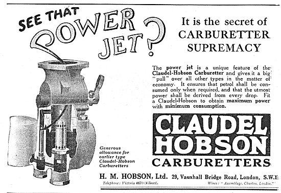 Claudel-Hobson Power Jet Aero Engine Carburetters                