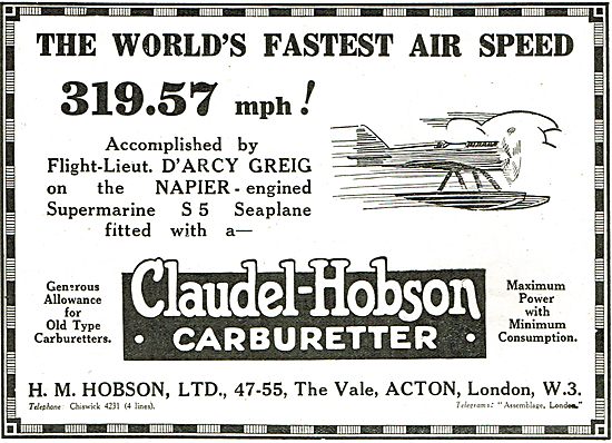 319.57 MPH - The World's Fastest  Airspeed Using  Claudel-Hobson 