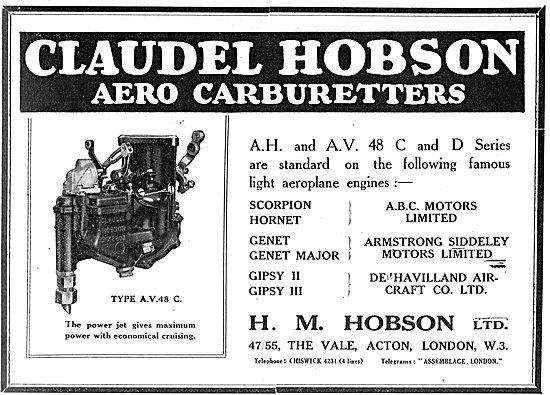 Claudel-Hobson Type AV 48 C Aircraft Carburetter                 