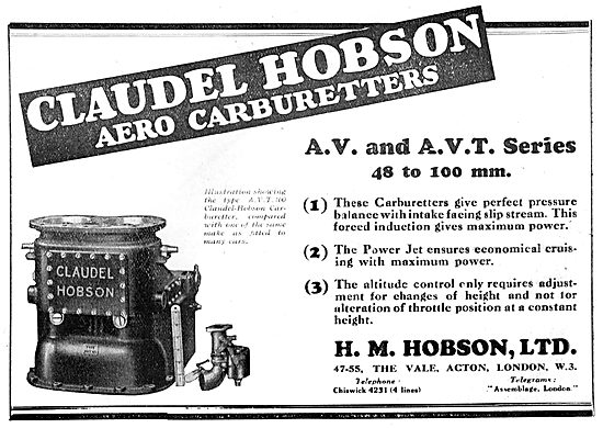 Claudel-Hobson AV & AVT Series Aircraft Carburetters             