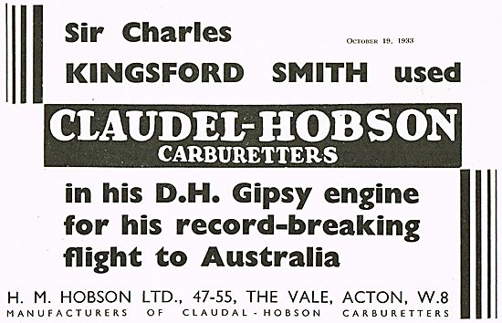 Claudel-Hobson Carburettors Kingsford Smith                      