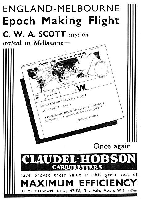 Claudel-Hobson Carburetter 1934. Comet                           