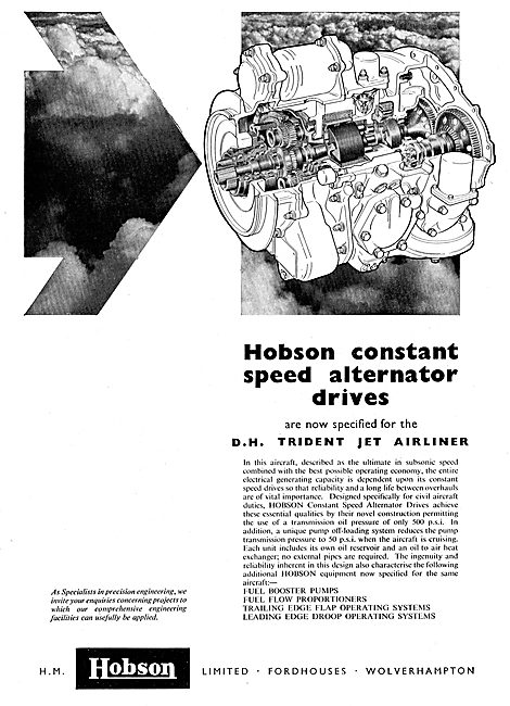 Hobson CSD Alternator Drives Specified For The DH Trident        