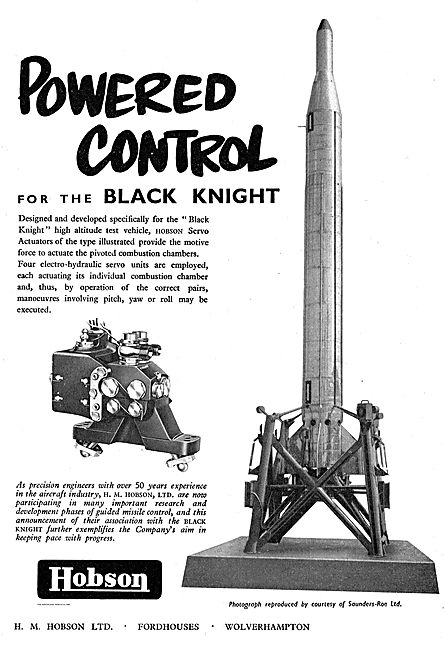 Hobson Powered Control For The Saunders Roe Black Knight Missile 