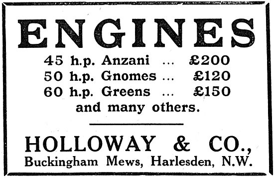 Holloway & Co. Harlesden. Aero Engine Stockists                  