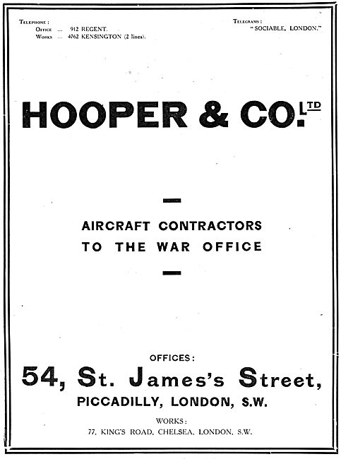 Hooper & Co - Coachbuilders & Manufacturer Of Aircraft Components