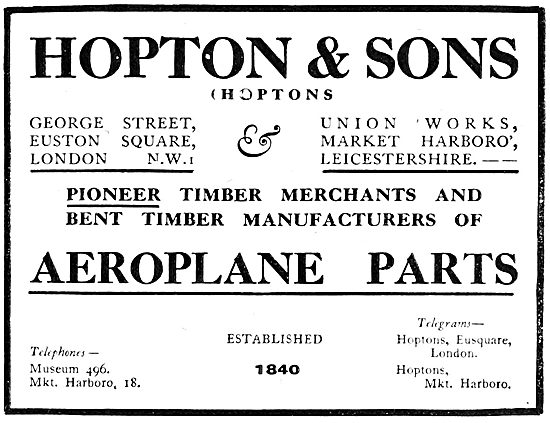 Hopton & Sons Wood Merchants - Wooden Aeroplane Parts            