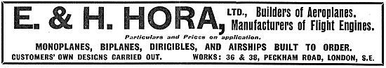 E & H. Hora Peckham Road London. Aircraft Manufacturers          