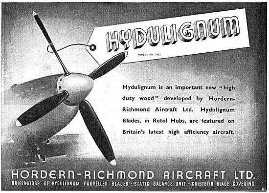 Hordern-Richmond. Hydulignum Hight Duty Wood For Aircraft        