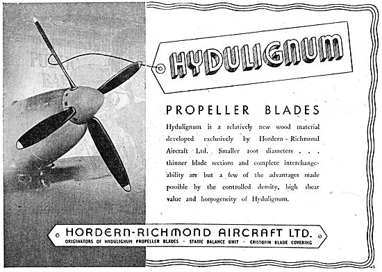 Hordern Richmond - Hydulignum Propeller Blades                   