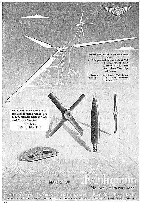 Hordern Richmond Hydulignum Helicopter Rotors                    