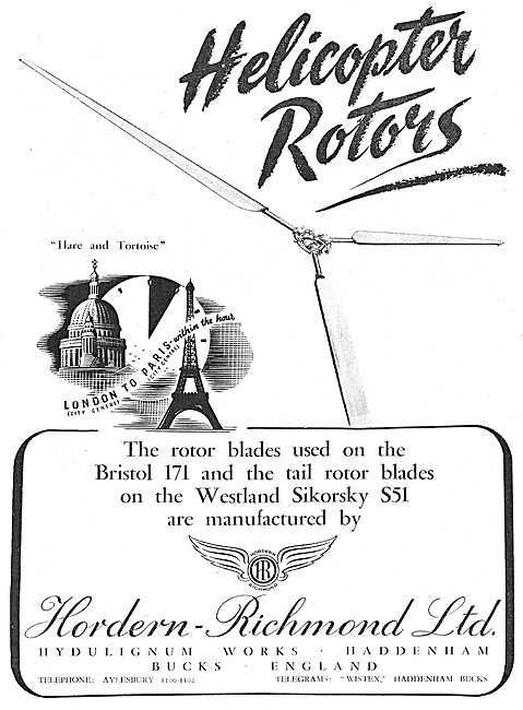 Hordern Richmond Hydulignum Helicopter Rotors 1948               