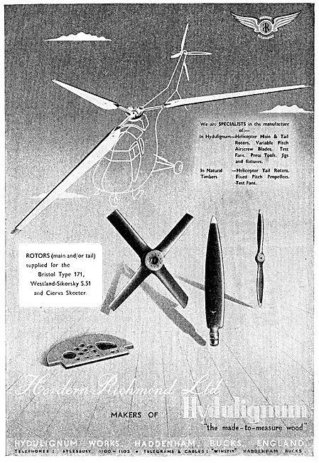Hordern-Richmond Hydulignum Propellers & Rotor Blades 1949       