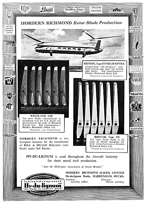 Hordern Richmond Hydulignum - Helicopter Rotor Blades            