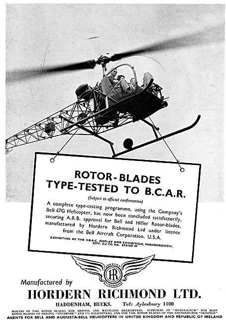 Bell Helicopter Rotor Blades Manufactured By Hordern Richmond    