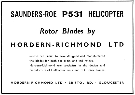 Hordern-Richmond Helicopter Rotor Blades                         