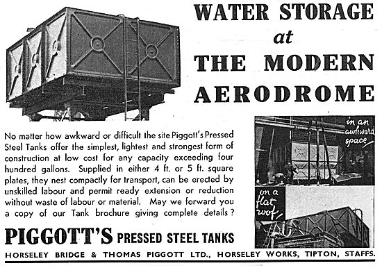 Piggot's Pressed Steel Water Tanks 1939                          