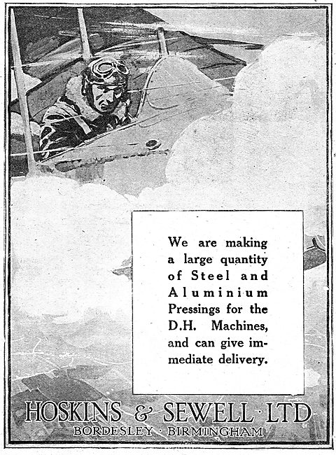 Hoskins & Sewell Ltd. Bordesley, Birmingham. Aircraft Parts 1918 