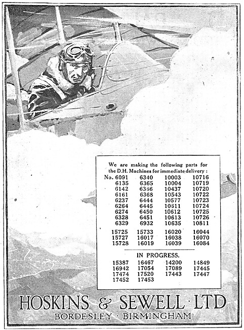 Hoskins & Sewell. Parts For D.H.Aircraft                         