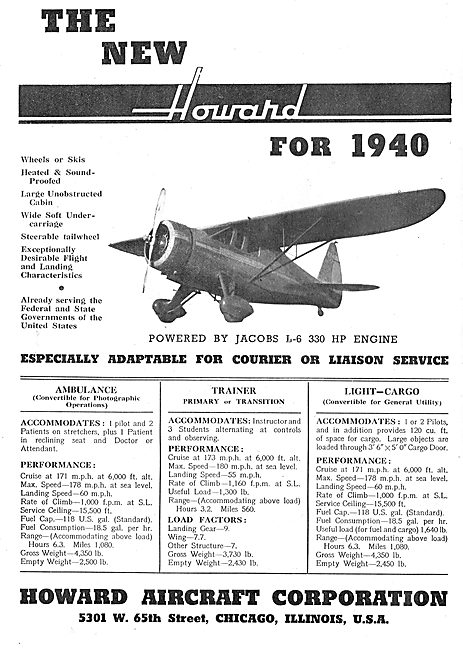 Howard Utility Aircraft - Jacobs L-6 330 HP Engine               