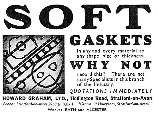 Howard Graham Soft Gaskets. Tiddington Rd. Stratford-on-Avon 1939