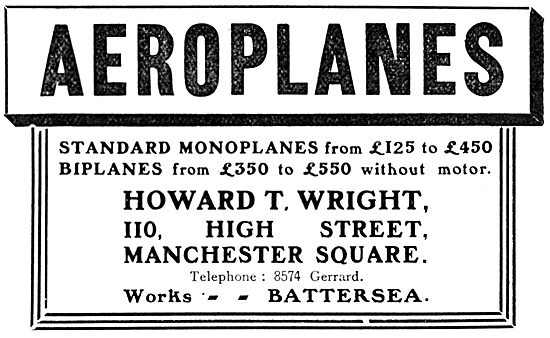 Howard T. Wright Aeroplanes                                      