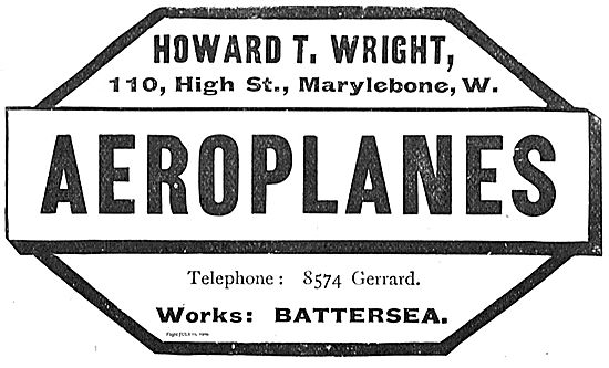 Howard T. Wright Aeroplane Manufacturers                         