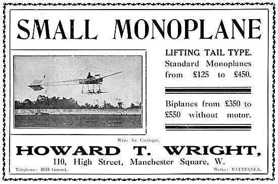 Howard T. Wright Small Monoplane                                 