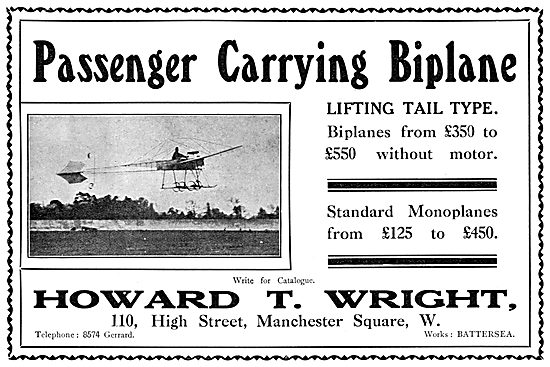 Howard T. Wright Passenger Carrying Biplane                      