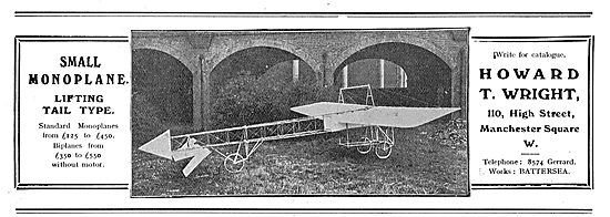 Howard Wright Small Monoplane - Tail Lifting Type From £125      