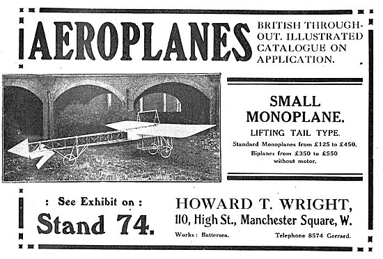 See The Howard T. Wright Small Monoplane At Olympia              