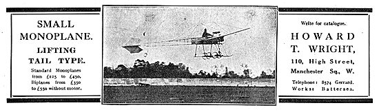 Howard Wright Small Monoplane - Tail Lifting Type                