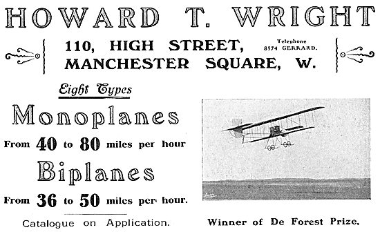 Howard T. Wright - 110 High Street Manchester Square. Aeroplanes 