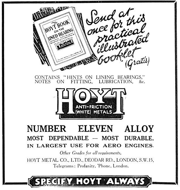 Hoyt Alloys For Aviation - Hoyt Number Eleven Bearing Alloy      