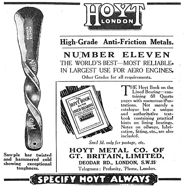 Hoyt Number 11 Metal Bearings - Anti Friction Metals             