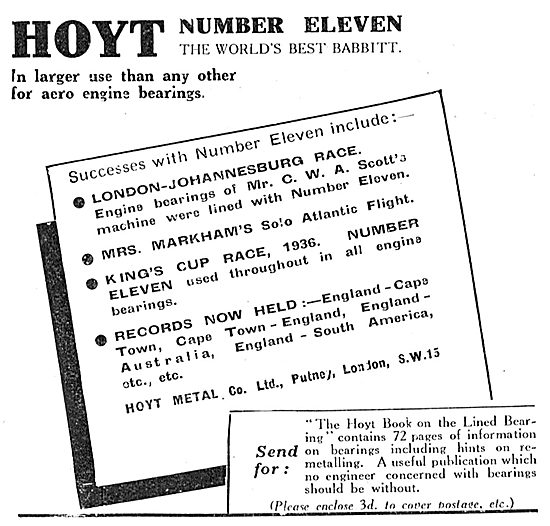 Hoyt Number 11 Metal Bearings                                    