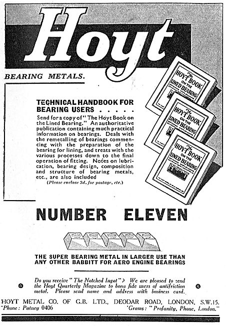 Hoyt Alloys For Aviation - Number Eleven Bearing Metals          