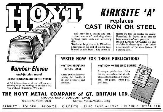 Hoyt Kirksite A - Hoyt Number Eleven - Hoyt Metals               
