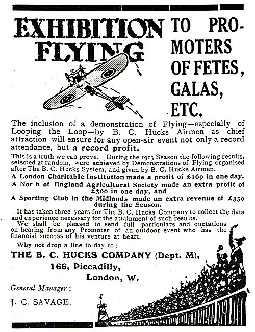 Let The B.C.Hucks Company Arrange Your Flying Exhibitions        