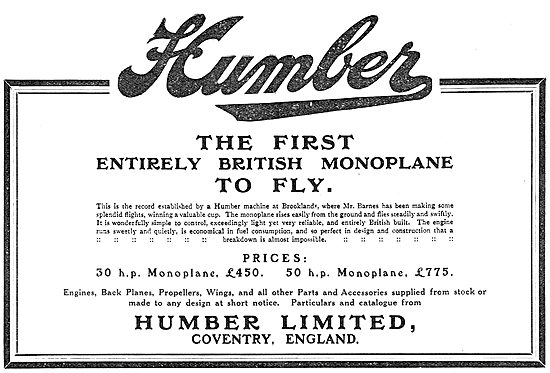 Humber Aircraft, Engines & Accessories                           