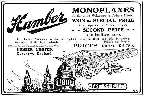 Humber Monoplanes 1910                                           