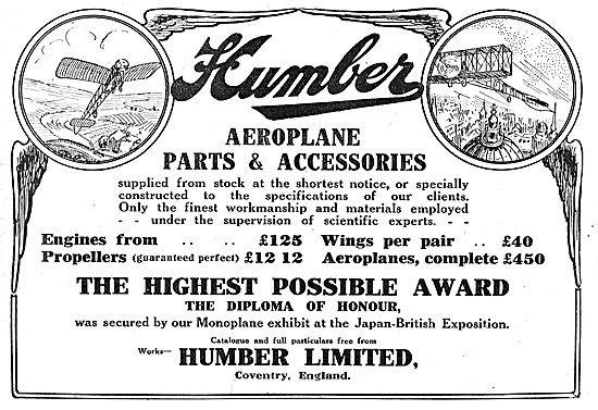 Humber Aeroplane Engines From Stock - From £125                  