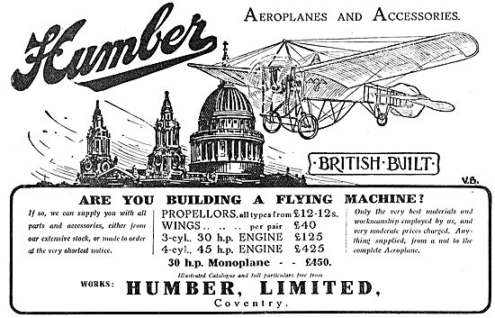 Humber Aeroplanes, Propellers & Accessories                      